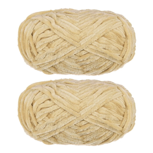 Unique Bargains 2 Pelotes Fil Velours Fil Chenille 87,49 Verges Polyester Fil Doux pour Couverture 2 Pcs Beige