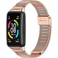 thumbnail image 2 of FEFEDFAA-3Chome Metal Strap for Honor Band 6 Smart Wristband, Stainless Steel Bands for Huawei Band 6 Wrist Watch Replacement Bracelet (Rose Gold), 2 of 2
