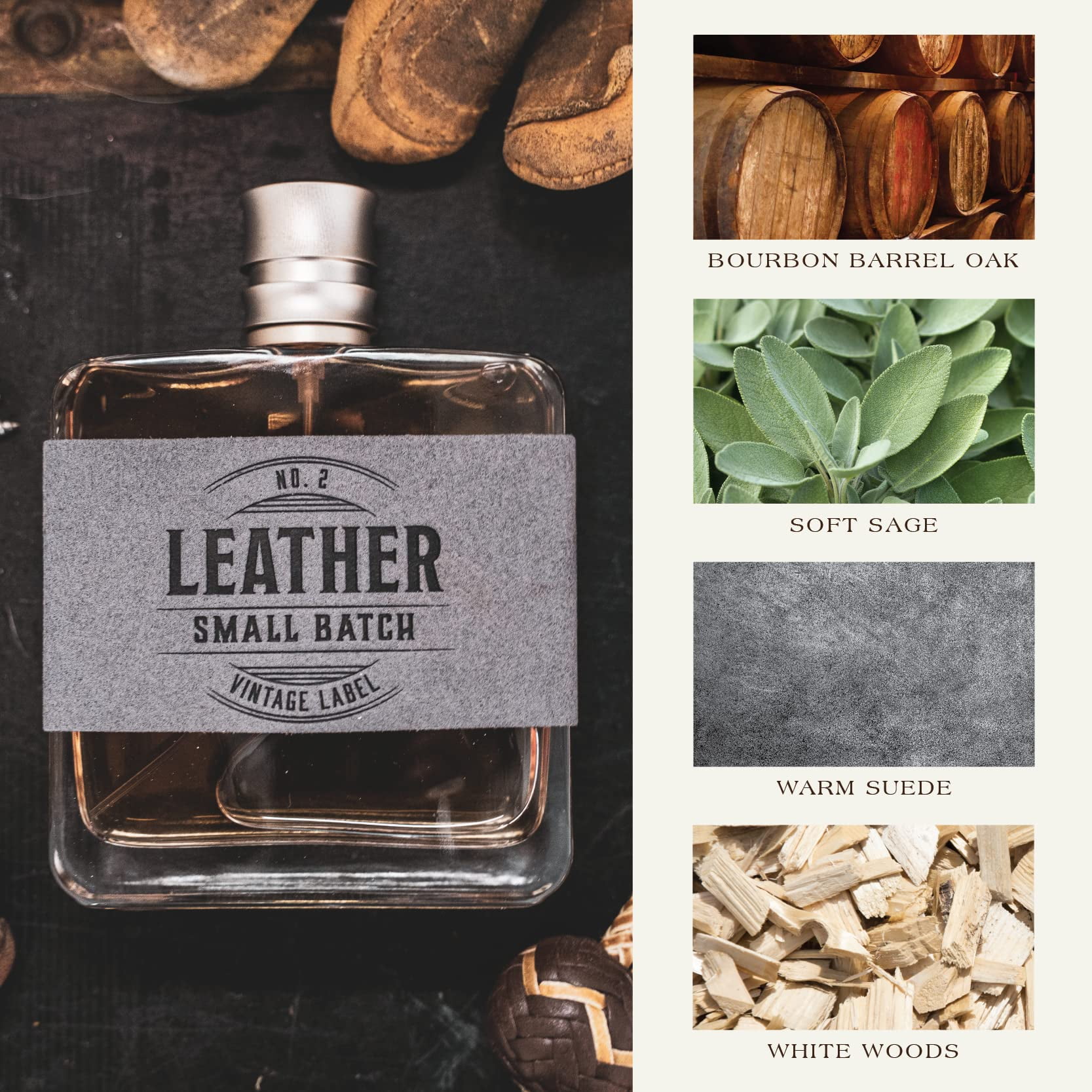 Tru Western Leather Small Batch Men's Cologne, 3.4 fl oz (100 ml) - Suede, Woods, Sage