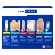 Care Science Variety Bandages Pack, 300 Count Assorted Sizes | Includes Active, All-Purpose, Waterproof, and Heavy-Duty Bandages