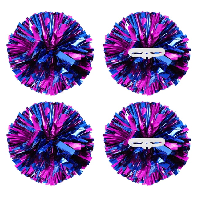 Pompones metálicos de Uxcell para animación, con anillos de mango, ideales para deportes de equipo, danza y animación en fucsia y azul