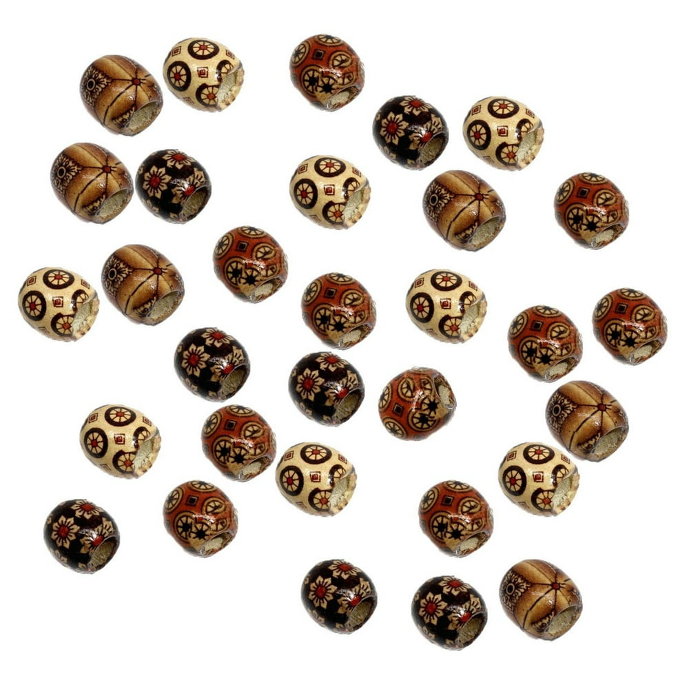90 Wood Large Hole Macrame, Loose Beads, 16mm Mixed Colors Painted