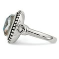 thumbnail image 4 of Stainless Steel Polished and Antiqued Imitation Abalone and CZ Ring Size: 9; for Adults and Teens; for Women and Men, 4 of 6