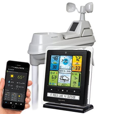Remote Weather Monitoring Station AcuRite 02064 Wireless Weather Station with PC Connect, 5-in-1 Weather Sensor and My AcuRite Remote Monitoring Weather App ()