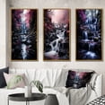 thumbnail image 1 of Designart "Uncharted Journey Beneath the Pink Tree Waterfall I" Landscapes Framed Wall Art Set Of 3 - Pink Waterfall Frame Gallery Wall Set For Home Decor, 1 of 6