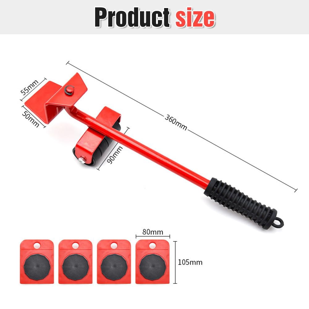 Furniture Lifter Tool, Furniture Lift Tool Set, Furniture Lifter Tool Transport Shifter, Heavy Duty Appliance Rollers Moving Men Furniture for Tile Floors Hardwood Floors