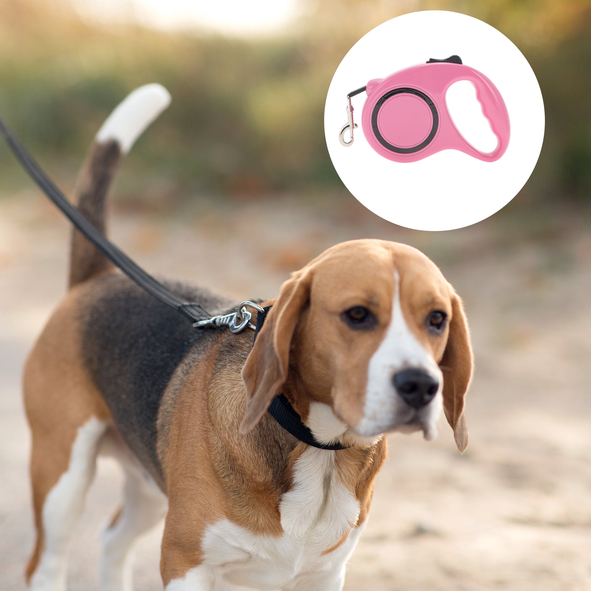 Unique Bargains Circle Pet Leash for Dogs and Puppies Comfortable Handle Pink 9.84ft