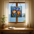 thumbnail image 6 of Iris Flower Stained Glass Panel Suncatcher Square Window Hanging, 8 Inch Real Glass Decorative Art Sun Catcher for Home, Gift, and Garden Decor 78OR9, 6 of 6