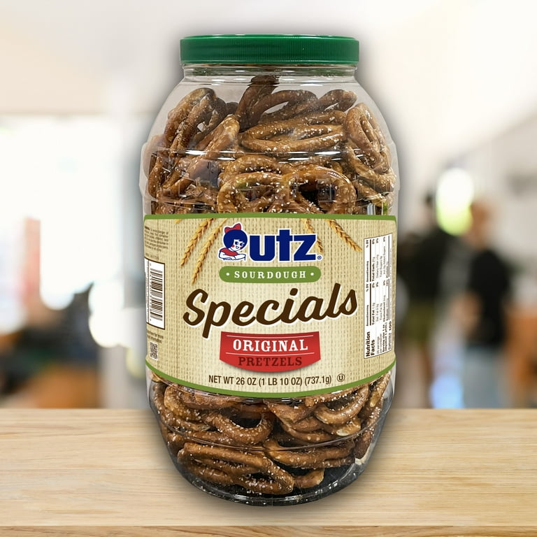 Utz Sourdough Specials Original Pretzels, 26 oz Barrel, Family