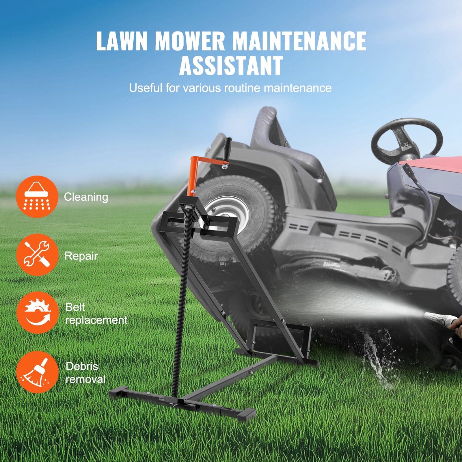 KFFKFF Lawn Mower Lift Jack, 880 Lbs Weight Capacity, with Manual Lever & Power Tool Grip for Riding Lawn Mowers, ATVs, and Garden Tractors