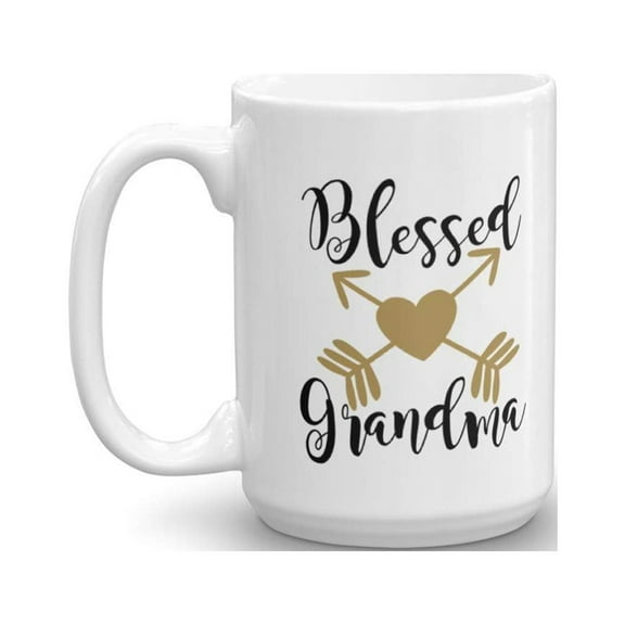 Blessed Grandma Coffee & Tea Gift Mug Cup For A New Grandmother, Nana, Gigi, Grumpy, Grammy Or Grammie (15oz)