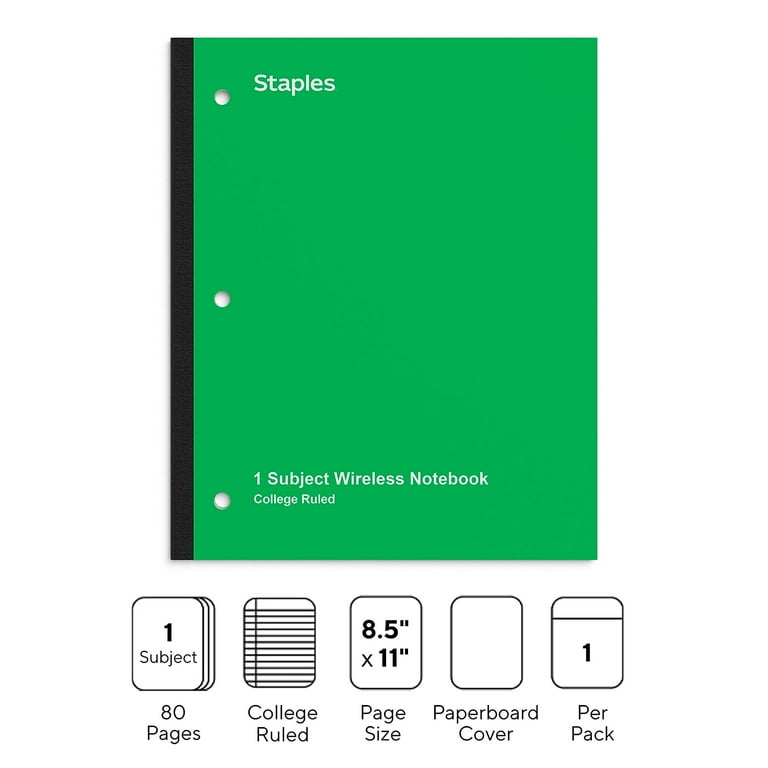Staples Wireless 1-Subject Notebook 8.5