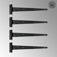 thumbnail image 2 of Renovators Supply Black T Strap Hinge Iron Light Duty 19" Vintage Door Hinge Authentic Rustic Powder Coat Cabinet Flush Hinges w/Antique Pyramid Head Screws Pack of 4, 2 of 8