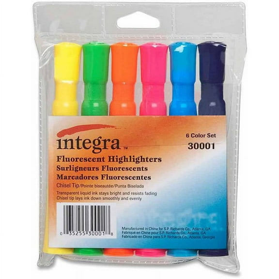 Integra Desk Highlighter, Chisel Tip, 6/Set, Assorted (ITA30001)