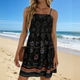 thumbnail image 2 of QIUOMBBP Boho Mini Dresses for Women Spaghetti Strap Sleeveless A Line Sundress Loose Casual Summer Beach Vacation Dress Multicolor XL, 2 of 10