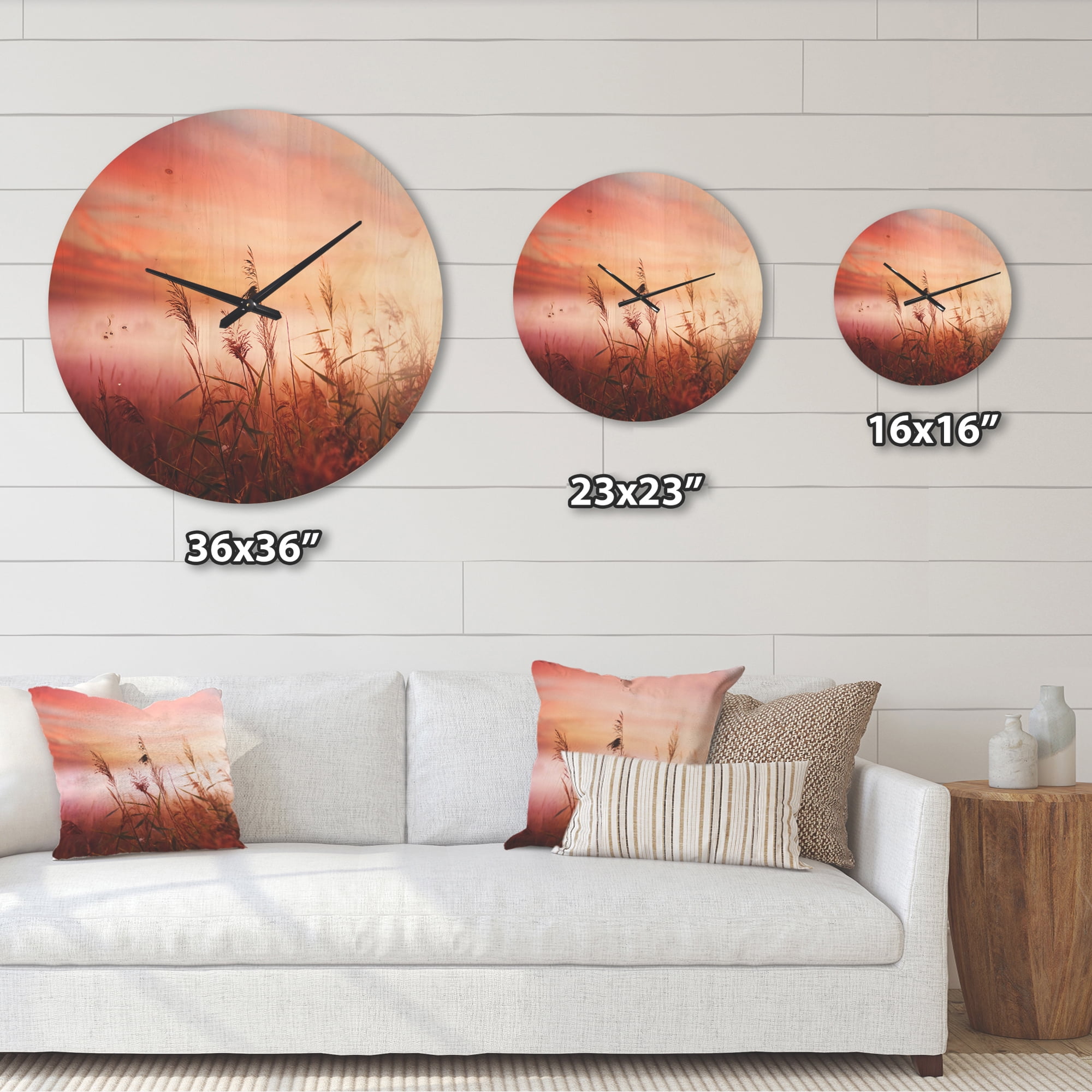 Designart 'Early Morning Mist With Foggy Land' Farmhouse Wood Wall Clock
