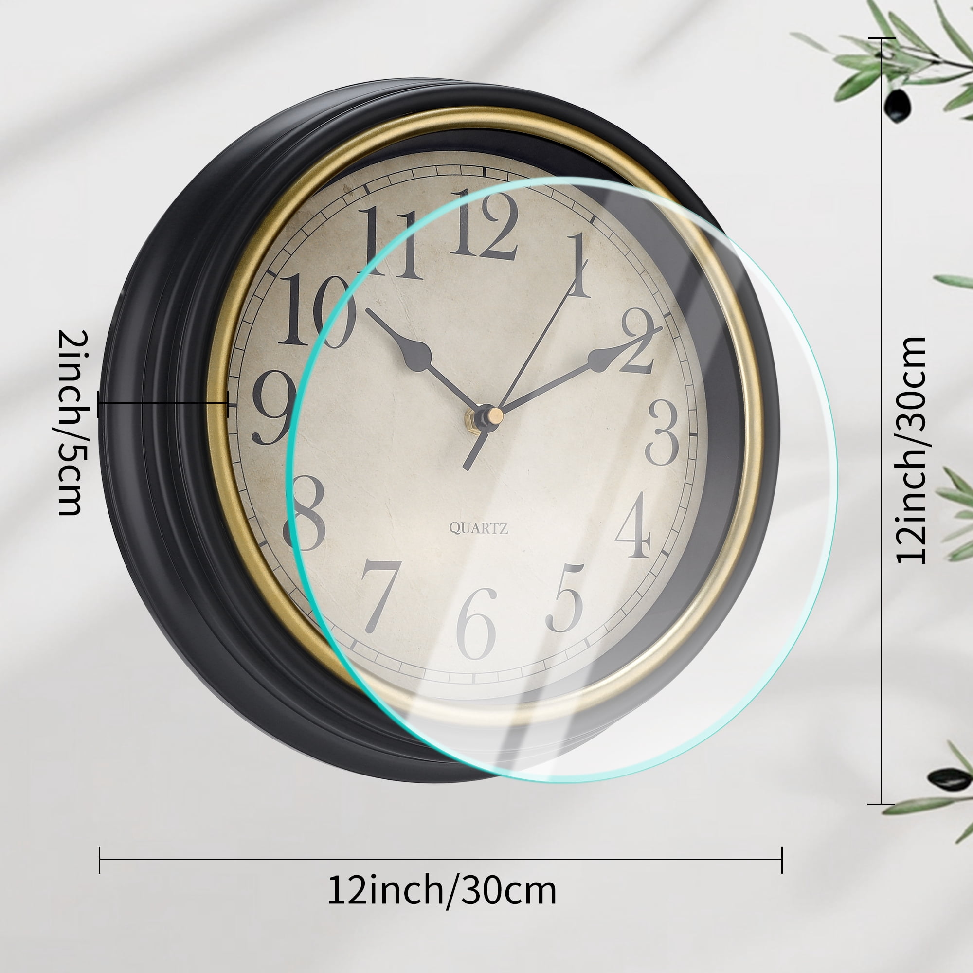 Unique Bargains Battery Operated Non Ticking Wall Clock Brown