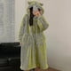 thumbnail image 1 of Mujer invierno monstruo de ojos grandes pijamas de lana de Coral verde ropa de descanso cálida bata exterior larga de dibujos animados, 1 of 5