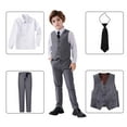 thumbnail image 2 of Boys Suits Slim Fit 4 Piece Formal Dresswear Suit for Kids Tuxedo Wedding Set Toddler Boy Dress with Vest Shirt Pants and Tie, 2 of 5