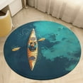thumbnail image 4 of Colorful Kayaks Glide Across The Lake Floral Medallion Round Rug - Small Round Area Rug, Soft Non-Slip Machine Washable Bedroom Mat Indoor Accent Entry Carpet for Office Desk Dorm Hallway, 4 of 6