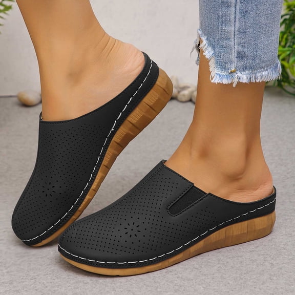 Bkhluea Women Perforated Mule Clogs Slip On Comfortable Footwear For Daily Casual Outdoor Activities