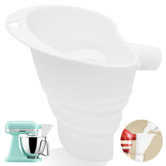 Silicone Flour Funnel Foldable Dishwasher Safe Attachment for 4.5–5 Qt Tilt Head Stand Mixer Kitchen Baking