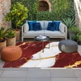 thumbnail image 2 of Red Marble Outdoor Rug for Patio/Deck/Porch, Non-Slip Large Area Rug 6 x 9 Ft, Luxury Gold White Abstract Cracks Artwork Indoor Outdoor Rugs Washable Area Rugs, Reversible Camping Rug Carpet Runner, 2 of 8