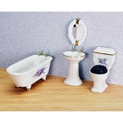 Town Square Miniatures Modern Porcelain Bathroom Dollhouse Miniature Set