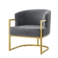 thumbnail image 3 of Christopher Knight Home Modern Accent Chair with Gold Metal Frame, Faux Rabbit Fur Upholstery, Gray, 3 of 9