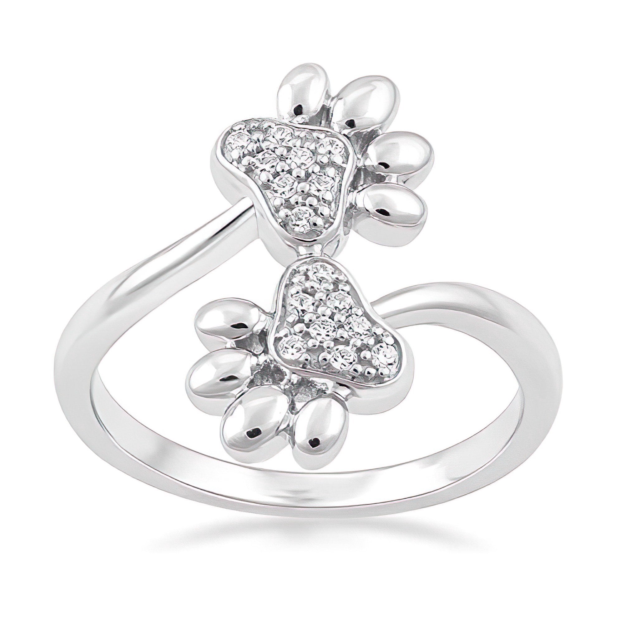 Two Bear - Dog Pet Paw Sterling Silver 