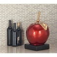 thumbnail image 3 of 11" x 17" Red Polystone Apple Fruit Sculpture with Black Base, by DecMode, 3 of 15