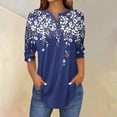 thumbnail image 2 of Long Sleeve Shirts for Women 3/4 Length Sleeve Tops Spring Neck Casual Print Tunic T Shirts Three Quarter Length Tops Long Sleeve Tops, 2 of 5