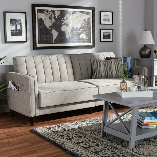 Baxton Studio Colby Mid Century Modern Light Grey Fabric Upholstered Sleeper Sofa Com Baxton Studio Colby Mid Century Modern, Colby 3 Piece Leather Sofa Loveseat And Chair Set