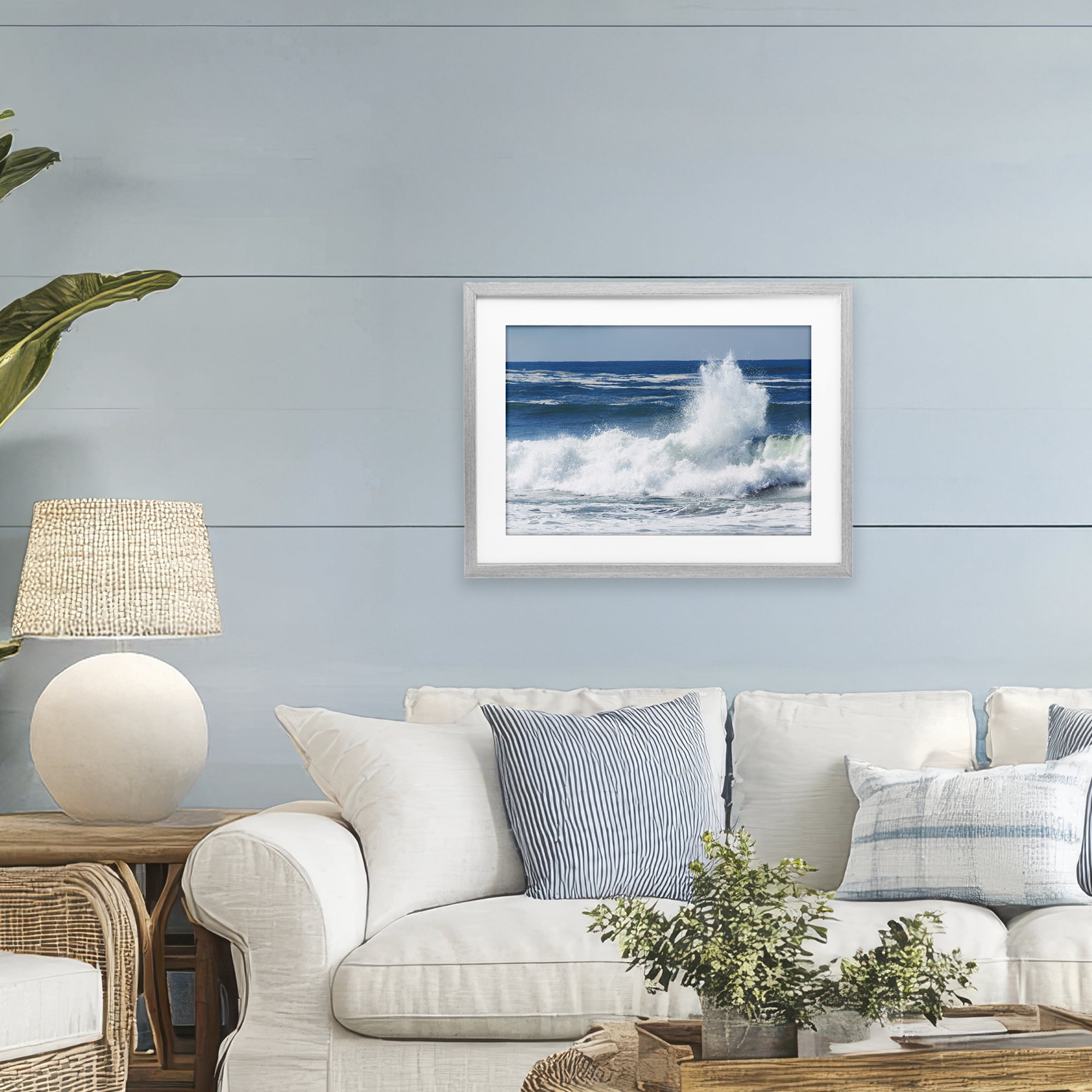 Stupell Industries Crashing Waves Splash Gray Framed Print Under Glass, design by JLM Photographs