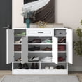 thumbnail image 2 of DEALTOPS Modern Minimalist Shoe Cabinet with Ample Storage Space and Adjustable Shelves, Freestanding Wooden Shoe Rack for Entryway - White, 2 of 8