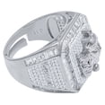 thumbnail image 2 of 14K White Gold Finish Gemini Twins Zodiac Sign Astrology Horoscope Band Baguette & Round Cut Simulated Diamond Mens Ring, 2 of 4