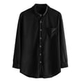 thumbnail image 6 of Spring Tops for Women Mens Shirts with Pockets Men Casual Turndown Long Sleeve Solid Pocket Cardigan Button Down Shirt Men Clothes, 6 of 9
