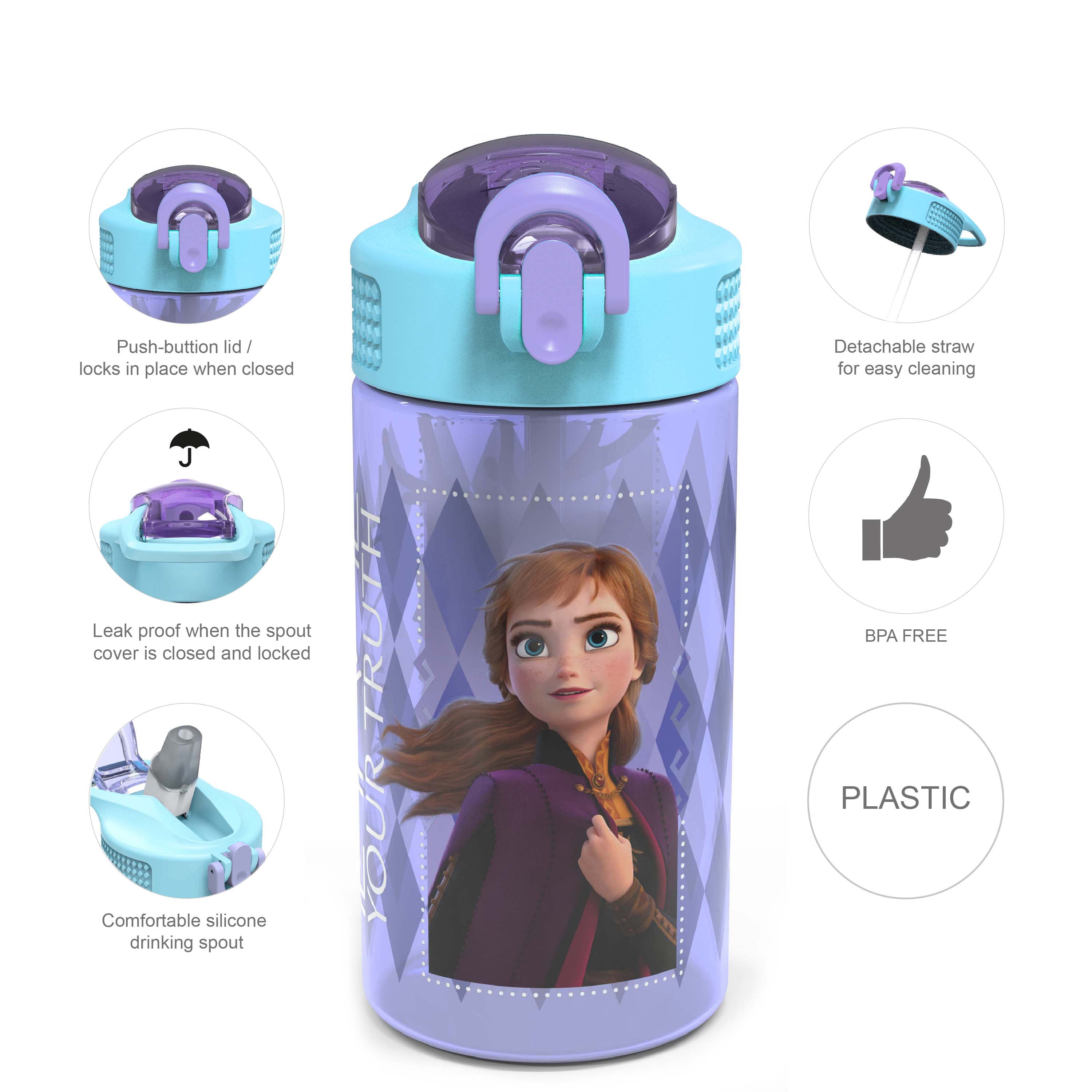 Zak Designs 15.5 oz Kids Water Bottle Stainless Steel with Push-Button  Spout and Locking Cover, Disney Pixar Toy Story 4 