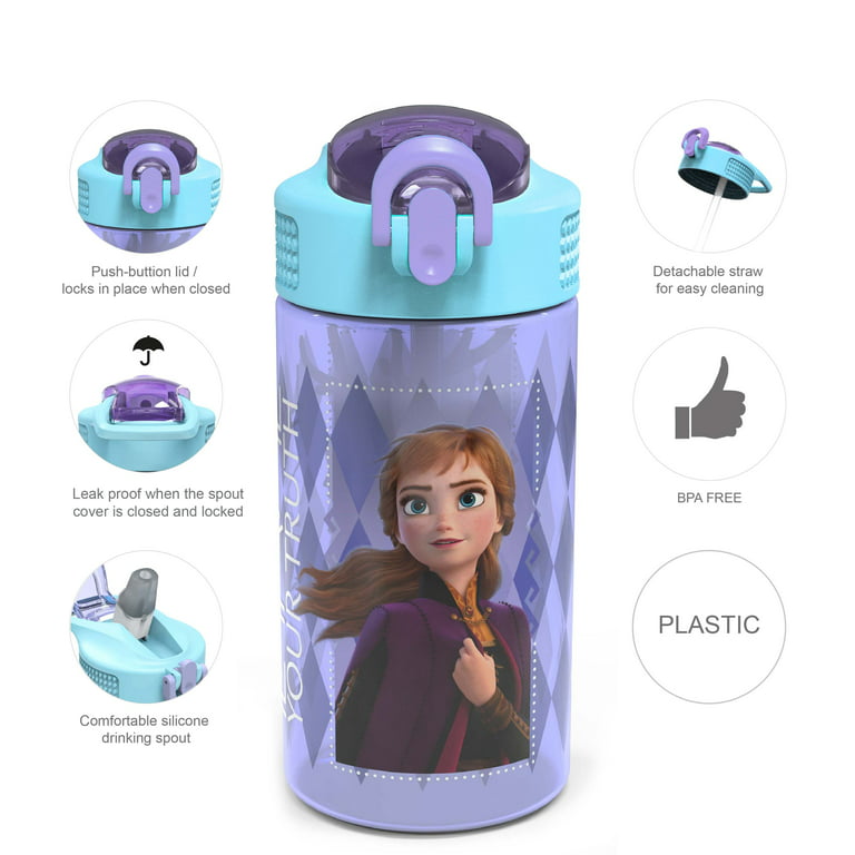 16Oz Leak-proof Kids Water Bottle with Straw Push Button Sport Water Bottle