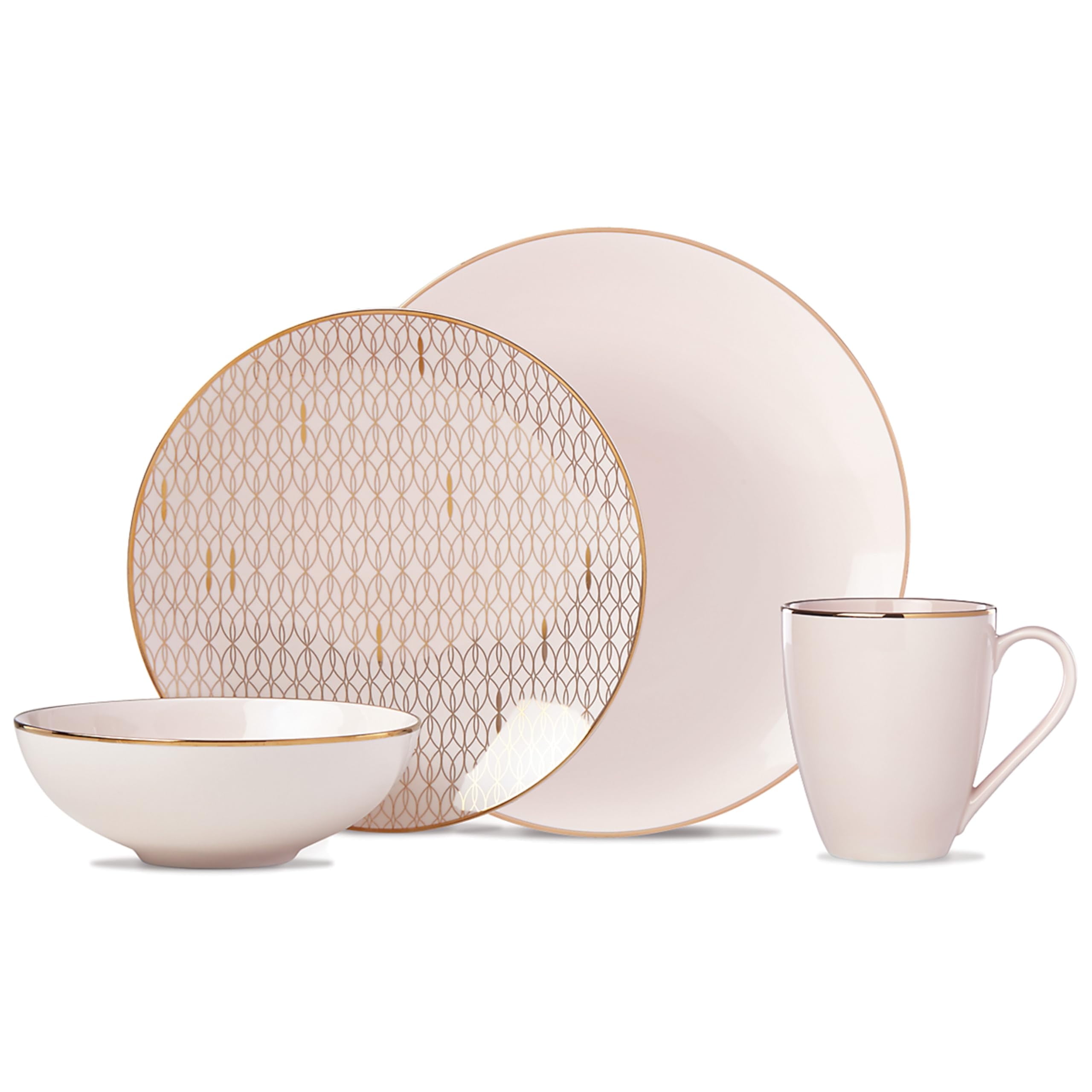 Lenox Bay Colors Ensemble De 12 Pièces, Gris, 13,88, Blanc