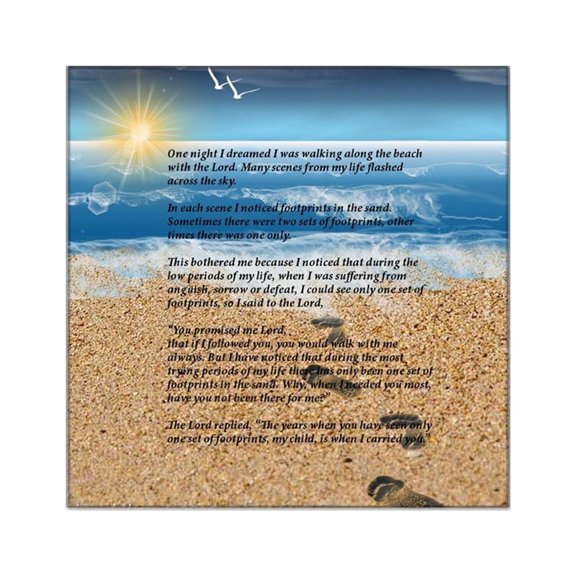 CafePress - Footprints In The Sand Square Sticker 3 X 3 - Square Sticker 3" x 3"