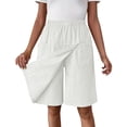 thumbnail image 2 of Endives Women's Linen Short Solid Color with Pocket Casual Shorts with Skirt Pants Women's Casual Pants Summer White, 2 of 6