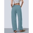 thumbnail image 5 of Women'S Leg Sweatpant Drawstring Elastic Waisted Wide Leg Pants Casual Palazzo Trousers with Pockets Blue M, 5 of 6