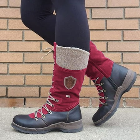 

IELGY comfortable mid-tube color-blocking plus size women s boots