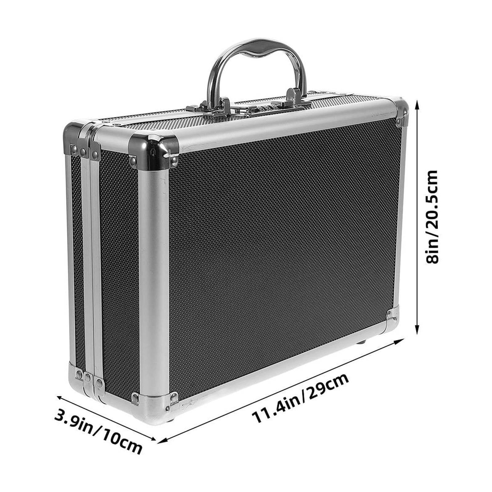 Hytrove Aluminum Briefcase Black 1Pcs 11.4X8.1X3.9in Locking Case Organizer