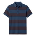 thumbnail image 5 of Mens Striped Polo Shirts Short Sleeve Color Block T Shirt Summer Lightweight Breathable Casual Business Golf Shirts with Chest Pocket Big and Tall Size S-3XL Navy, 5 of 8