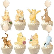 Shukong 48 PCS Winnie The Pooh Cupcake Tors, Baby Shower Decoration Cupcake Tor Cute Oh Baby Newborn Birthday Party Supplies
