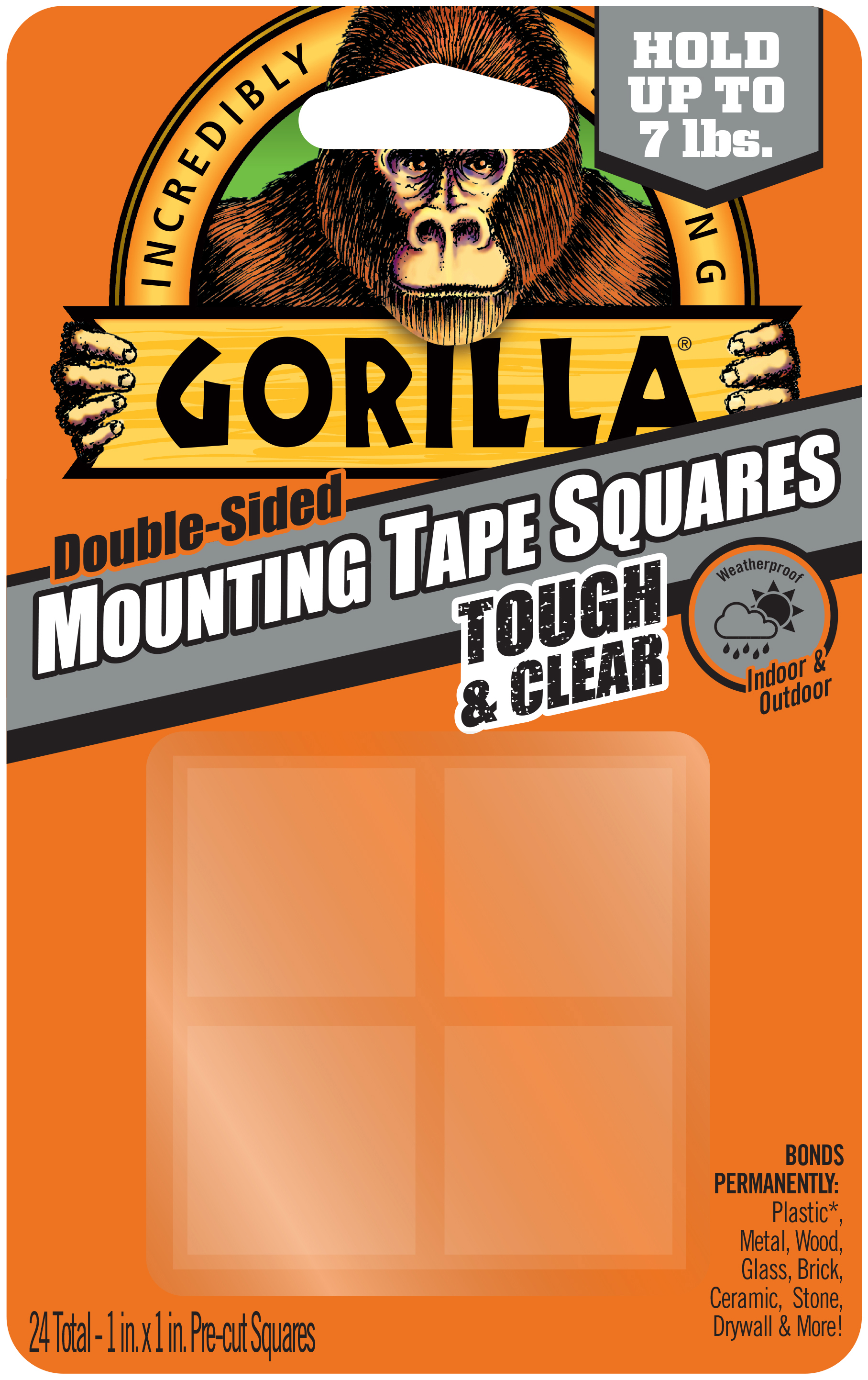 Gorilla DoubleSided Mounting Tape Squares 1"X1" 24/PkgClear Walmart Canada