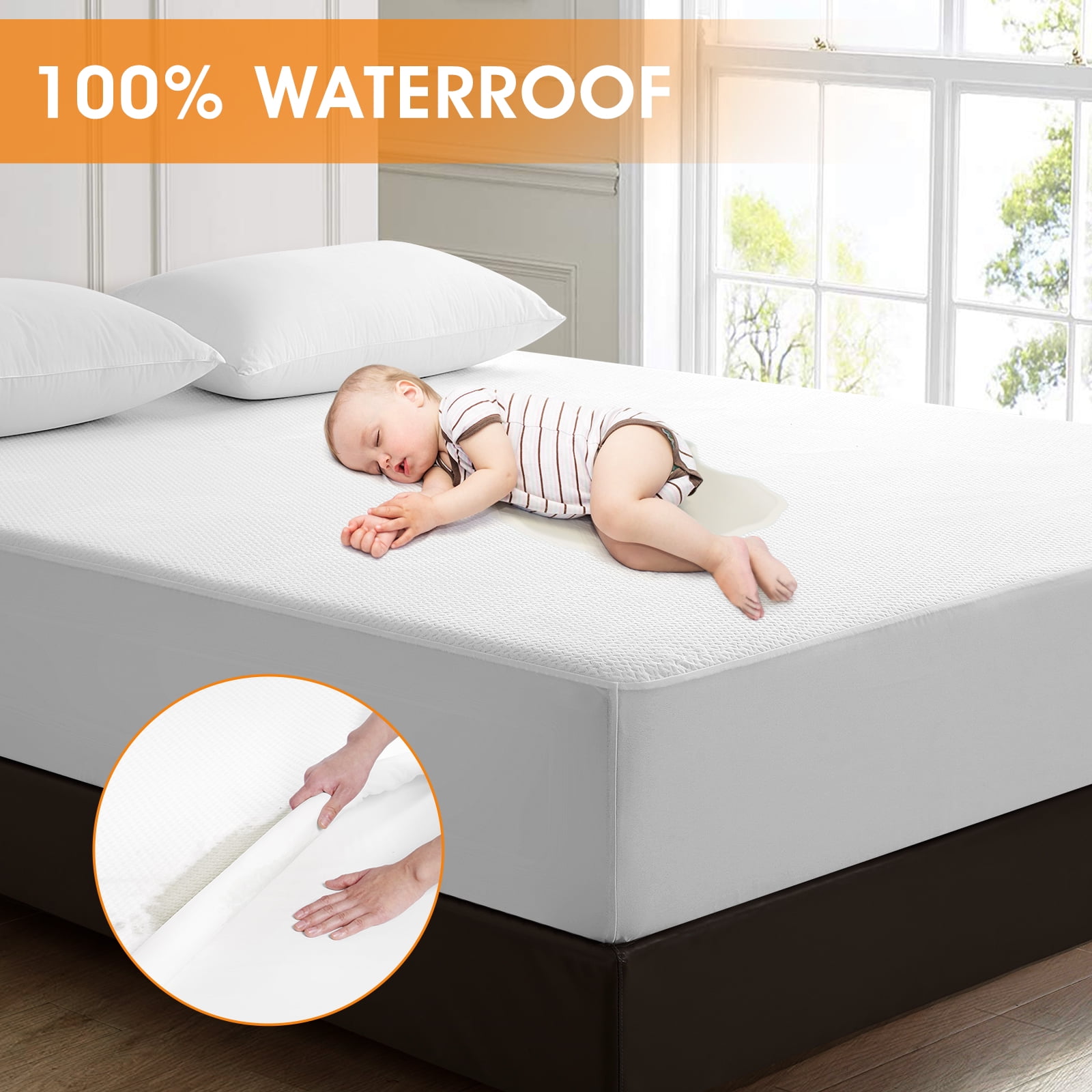 Bamboo Mattress Protector 100% Waterproof Soft & Comfortable Premium Microfiber 
