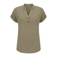 thumbnail image 5 of Kelon Shirts for Women Short Sleeve Shirts V Neck Linen Cotton Workout Tops Basic Going Out Clothes 2026 Oversized Shirt Clothing, 2XL, 5 of 6